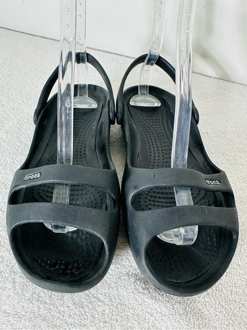5/$25 Crocs Cleo II Black Double Strap Slingback Comfort Sandals 8